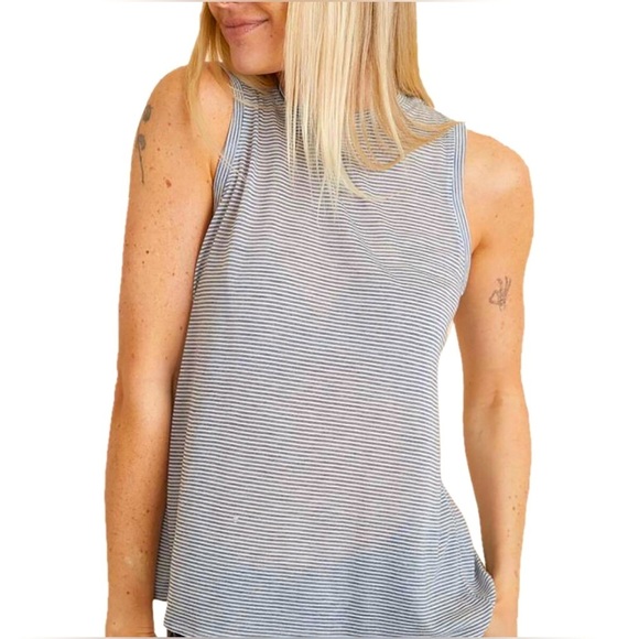 Marine Layer Striped Sleeveless Top, Tulip Back, Navy Blue/White, Lightweight,XL - Picture 1 of 16